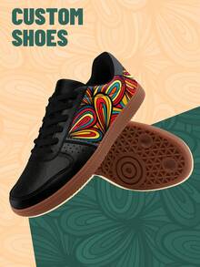 Men's Custom Photo PU Upper Low-Top Sneakers, Lightweight & Stylish Comfortable, Unisex All-Season Casual Wear, Customize Gift For Mom/Dad/Her/Him/Girlfriend/Boyfriend/Wife/Husband/Friend - Multicolor - View 3