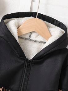 Tween-Mädchen Dicke, warme Kapuzenjacke mit Leopardenmuster und Patchwork-Thermofutter