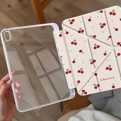 Kingsung 极简樱桃Y型折叠平板电脑保护套，兼容iPad Mini 6/7/9.7/10.2/10.5/10.9/12.9/Pro 11（第十代），支持多角度调节，6种安装模式，内置笔槽，兼容iPad Air 11英寸（M2）2024款和iPad Air 11英寸（M3）2025款。