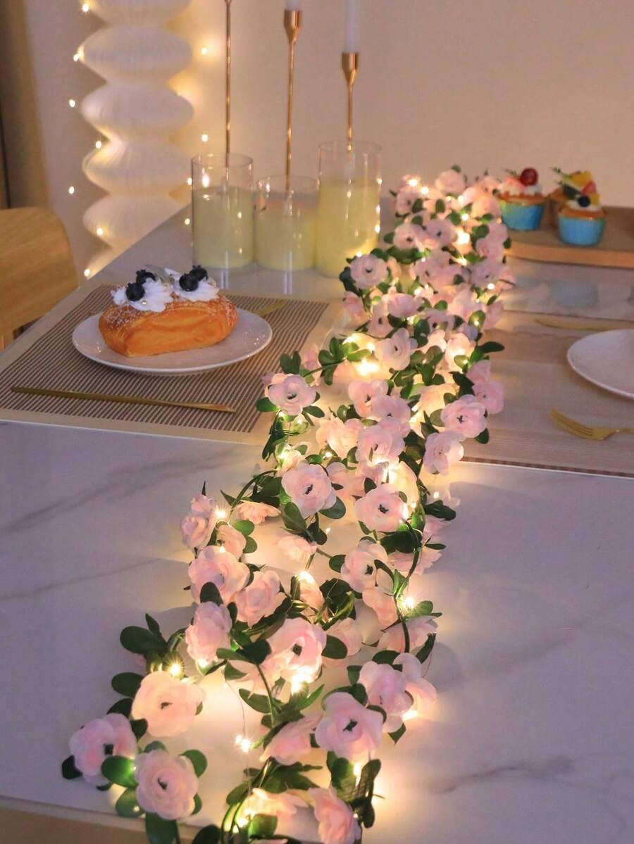 Guirlande de fleurs artificielles Houda en soie pour la maison, le Guirlande de fleurs artificielles Houda en soie pour la maison, le