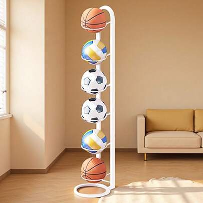 Estantería de almacenamiento de baloncesto, organizador simple de fútbol, voleibol para el hogar interior, sala de estar y garaje, soporte de exhibición de balones deportivos multiusos para niños y adolescentes, organizador duradero y ahorrador de espacio con fácil acceso, portaequipos versátil, organización ordenada, aspecto moderno, ligero pero resistente, visibilidad clara, regalo ideal para entusiastas del deporte, mantiene los esenciales de la cancha ordenados y listos