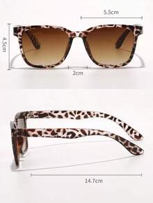 1pair Leopard Print Frame Fashion Glasses For Outdoor Shades Beach Accessories Beach Accessories For Women Glasses Shades Basics Fall Winter Women Outfits Clothes Business Casual Gifts Leopard Color Blocking Boho Vacay Vacay Vibes For Summer Beach Vacation, Outdoor, Travel Leopard Tortoise Shell Bohemia Style Oversized Square Frame For Vacation, Beach, Travel - 彩色 - 查看 5