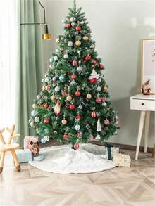 1 pieza Falda para árbol de Navidad blanco de 60/90/122cm, Falda esponjosa y suave para árboles de Navidad, Decoración de alfombra, Falda de árbol de Navidad esponjosa con lentejuelas plateadas en forma de copos de nieve, Decoraciones navideñas, Decoración navideña acogedora para el hogar. Decoraciones navideñas, decoración de invierno para la habitación