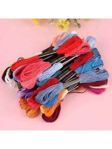 50pcs/100pcs 6-Ply 8m Embroidery Thread, 100 Colors Polyester Yarn, Random Color Cross Stitch Thread, Rainbow Sewing Thread, High Quality Embroidery Floss - Mixed Multi-Color Threads, Suitable For Cross Stitch, Sewing And Crafts - Sewing Accessories, Twist Tie Bag, Fit For DIY Embroidery, Sewing And Handmade - Multicolor - View 6