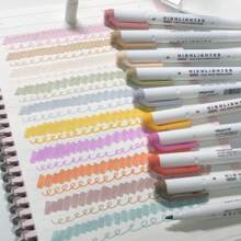 1set/5pcs Double-Head Dual-Use Highlighter Pen Back To School Dual Tip Mild Color Highlighter Fluorescent Marker Pen For Coloring Underlining Highlighting Broad And Fine Tips - Set (5 Pieces) - View 12