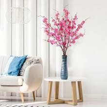 Artificial Cherry Blossom Flowers 4 Pcs Faux Cherry Blossom Stems Faux Silk Cherry Blossom Branches 41'' Fake Flowers Long Stems For Vase Arrangements Home Wedding Table Decor (Pink) KF - 玫瑰紅 - 查看 3