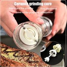 1 件装手动胡椒研磨器，用于研磨胡椒、海盐、黑胡椒的香料研磨器 - 無色 - 查看 8