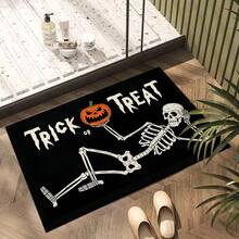 1 件装骷髅印花防滑厨房垫，花卉图案防滑地毯，适用于节日派对装饰，速干地毯，适用于厨房、走廊、浴室、洗衣房、万圣节装饰、家居装饰万圣节派对 - 彩色 - 查看 11