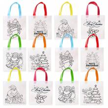 6/12/36 piezas Bolsas de regalo para colorear con temática navideña, incluye Papá Noel, renos y otros patrones divertidos, manualidades de pintura y coloreo, bolsas de obsequio, regalos de Navidad, decoraciones navideñas (no incluye bolígrafos de colores)