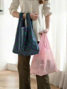 3/1pc Foldable Shopping Bag, Large Capacity, Foldable, Portable, Fashionable, Waterproof, Durable, Reusable Polyester Tote Bag, Unique Design, Large Capacity Shopping Bag, Suitable For Supermarket Shopping, Travel, Vegetable/Fruit/Furniture/Toy Storage, Display Storage Bag, Portable Storage Pouch, Reusable Polyester Shoulder Bag