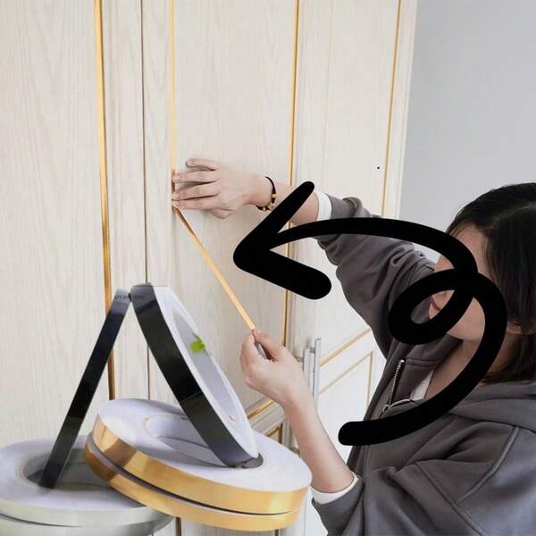 1 Roll 50m/1968.5in Tile Sticker Decor, Self-Adhesive Floor Wall Seam Sealant Tape, Floor Wall Foil Line, Pipe Tape, Crack Cover, Fine Stripe Tape, DIY Decor, For Detail Decor Wall, Cabinet, Bathroom, Floor, Tile, Car, Graphic Art - Stripe Sticker