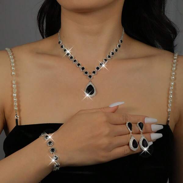 1 Set Women's Fashion Jewelry Set - Necklace, Earrings, Bracelet