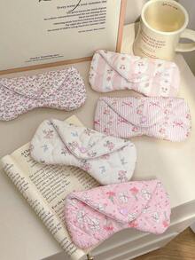 1个心形绗缝眼镜盒，女士眼镜包，眼镜盒，眼镜架，女孩眼镜收纳盒，适合旅行、度假和上学，太阳镜袋，多功能收纳袋，眼镜整理袋，首饰袋，太阳镜配件，韩版INS风格设计，带搭扣，完美保护太阳镜，生日礼物，朋友礼物，伴娘礼物，返校礼物，旅行必备，宿舍必备