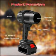 Cordless Turbo Jet Fan - Powerful Handheld Blower For Snow, Leaves And Dust, Electric Air Blower, EU Version - 黑色 - 查看 11