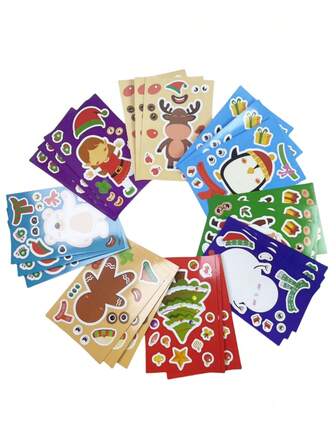 Christmas Stickers, Party Favors Craft DIY Santa Snowman Face Stickers, Christmas Party Game Stickers, Goodie Bag Filler Christmas Stocking Stuffer Gifts