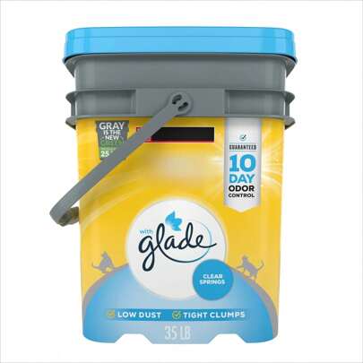 Clumping Cat Litter, Glade Clear Springs Deodorizing, Low Dust, 35 Lb. Pail