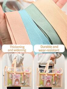 1 حقيبة يد مزدوجة الطبقة بحجم A4، ملف مجلد شفاف متعدد الوظائف سميك، حقيبة واجبات منزلية للطلاب مقاومة للماء من البي في سي، منظم مكتبي سعة كبيرة بتصميم بسيط، مستلزمات قرطاسية بفواصل موضوعية، مناسبة للتنقل اليومي - متعدد الألوان - مشاهدة 3