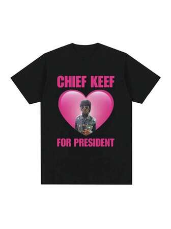 Rapper Chef Keef Für Präsident T-Shirt Männer Mode Lässig Kurzarm T-Shirt ästhetische Vintage übergroße T-Shirts Streetwear