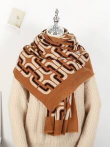 1pc Women's Geometric Pattern Printed Fashion Scarf, Suitable For Daily Wear - Multicolor - View 7