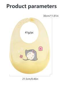 1 件婴儿硅胶围兜，超大开口，可调节，轻便，可爱动物图案，不脏手，易于清洁，适合日常喂奶 - 彩色 - 查看 5