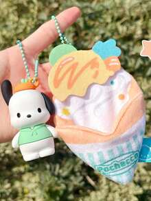 Sanrio Series Dilicious Crepe Series Keychains, Detachable Character Figurines (My Melody/Kuromi/Cinnamoroll/Pochacco/Hangyodon), Kawaii Dessert-Inspired Crepe-Shaped Bag Charm, Cute Cartoon Merced Pendant, Soft Plushapet, for Softkift, Softu Pluss, Softn Plushet, Soft Plushetn, Softu Plus S for Daily Bag Decoration, Birthday/Holiday Presents & Kawaii Aesthetic Accessorizing - 彩色 - 查看 6