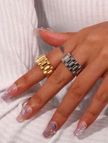 1pc Minimalist Watch Band Chain Decor Ring, Suitable For Women's Daily Wear - Ring - View 6