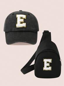 2pcs/Set Boys' Letter Graphic Baseball Cap And Bag, Girls' Breathable Fitted Design Suitable For Daily Wear And Outdoor Activities