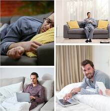 Pajamas For Men Set Long Sleeve Henley Microfleece Shirt Plaid Flannel Pants Comfy Pjs Sleepwear Plush Loungewearhalloween - Navy+Navy - View 10