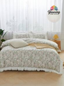 Floral Print Duvet Cover Set Without Filler - Multicolor - View 1