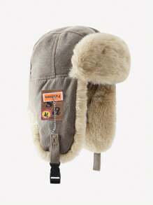 1pc Unisex Coffee Thick Thermal Lined Water-Resistant Trapper Hat With Ear Flaps, Warm Winter Ski Hat, Suitable For Outdoor Activities & Casual Wear