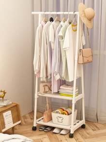 1pc Multi-Functional Rolling Coat Rack, Floor Standing Clothes Wardrobe Rack With Wheels, Stylish, Easy To Assemble And Move, Suitable For Living Room, Bedroom, Entryway, Office, Home, Gift For Holidays, Valentine's Day, Children - Multicolor - View 10