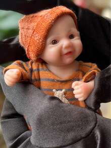 1 PC 6 Inch Super Mini Silicone Girl And Boy Super Soft Touch Painted Newborn Reborn Baby Doll Can Be Bathed In Water Best Gifts For Kids' Birthday, Festival Like Thanksgiving, Halloween And Christmas