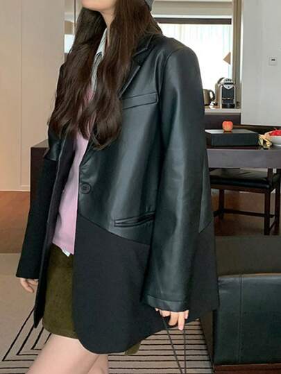 Nueva blazer de mujer con combinación y tela. Una blusa casual de oficina para mujer, una chaqueta ligera y cómoda de color negro para primavera y otoño. La mejor opción para looks frescos y con estilo. Se puede usar como ropa de calle o para festivales. También es adecuada para diversas ocasiones importantes como salidas diarias, reuniones, fiestas, bodas, etc.