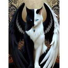 A Cat With Wings 5D DIY Diamond Flower Painting Kit ,Handmade Diamond Embroidery Artworks For Living Room, Bedroom, And Home Decoration - Complete Diamond Tool Kit - 彩色 - 查看 1