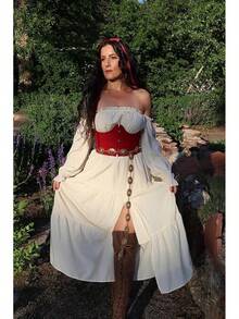 Corset Belt For Women Vintage Wide Waist Fasion Bustier Corset - 紅色 - 查看 7