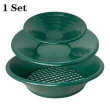 Máquina de lavado de oro de 10/14/15 pulgadas, criba de minería, herramientas de detección de metales, tamiz, bandeja de oro, tazón de plástico verde, 1/3 PCS - 1 juego de 3 piezas - Ver 2