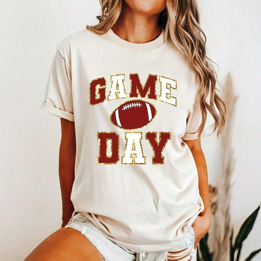 Game Day Varsity Gold Glitter Bordeaux équipe De Football Télécharget Numérique92 - 白色10 - 查看 1