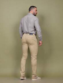 Men's Twill Pants With Elastane Men's Elastane Pants Slim Sport Pants Built-In Pocket Elegant Tailored Pants All Skinny Formal And Evening Photoshoot Daily Night Out Father's Day MEN - 米色 - 查看 2