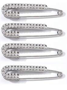 4 件/10 件，尺寸为 5.8*1.4 厘米（2.28*0.551 英寸），女士水钻胸针金银色安全别针胸针翻领别针徽章毛衣裙服装装饰帽子配饰，适合各种搭配 - 彩色 - 查看 11