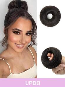 Real Hair Bun Hair Pieces Human Hair Messy Bun Updo Scrunchies With Elastic Rubber Band Elegant Chignons Donot Ponytail Scrunchy Topknot Hairpiece For Women - Multicolor - View 2