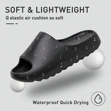 Cloud Slides For Women And Men, Platform Slides Slippers, Non-Slip Quick Drying Soft Lightweight Shower Shoes, Thick Sole Open Toe Slides Sandals For Indoor & Outdoor - 黑色 - 查看 10
