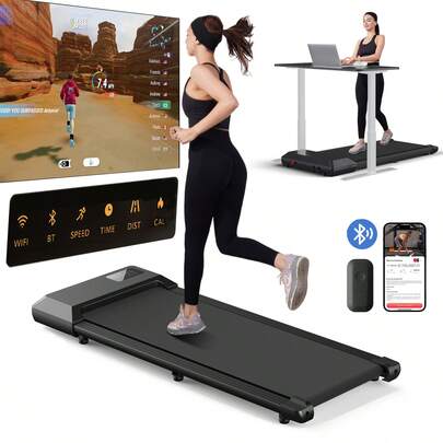 LACUFFY Walking Pad 2 In 1 Under Desk Treadmill, Low Noise Walking Pad Running Jogging Machine With Remote Control For Home Office, Lightweight Portable Desk Treadmill Installation Free