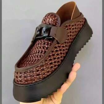 2025新款一脚蹬男士鞋，透气时尚乐福鞋，百搭休闲运动鞋，厚底防滑商务休闲鞋，适合青少年和户外穿着