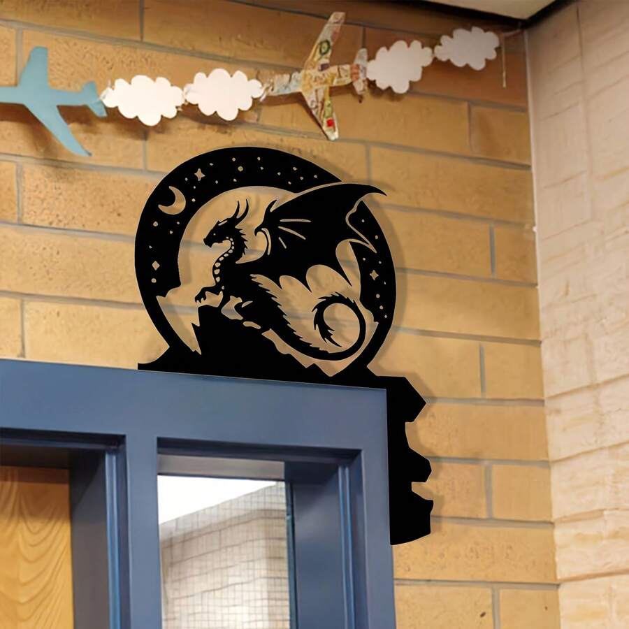 1 buc. Siluetă de dragon din fier, decor de perete din fier, temă de film, decorare dormitor interior, potrivită pentru cadouri de Halloween și Crăciun