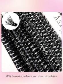 Asiteo 320片DIY簇状仿貂毛假睫毛，60D/80D蓬松凌乱自然3D混合单根假睫毛嫁接套装，包含睫毛胶水和卸妆液，假睫毛，假睫毛 - 彩色 - 查看 5