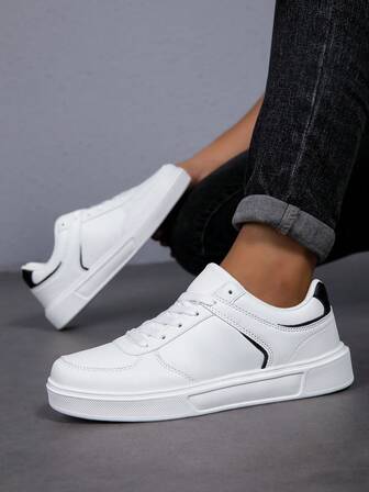 Spring New Men's Casual Color Block Sneakers, Lightweight Comfortable Versatile Fashion Skate Shoes