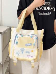 时尚拼色单肩斜挎托特包，大容量百搭女士手提包。拉链开合，内衬设计，适合购物、超市购物和日常使用。可放置智能手机、钱包和化妆品。是时尚中年和年轻女性的理想之选。