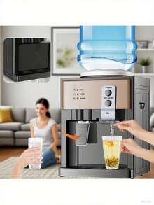 Dispensador de agua, dispensador de agua, dispensador de agua 3 en 1, agua caliente, fría y tibia, calentamiento instantáneo y rápido, temperatura constante automática, carcasa de acero inoxidable para evitar quemaduras, apagado automático antisecado, ahorro de energía, adecuado para botellas de agua de varios tamaños, base cerrada para evitar la contaminación del suministro de agua, mantiene limpia la fuente de agua, extraíble para limpieza, color champán, de alta gama, adecuado para cocina, encimera, dormitorio u oficina - Tipo de Enchufe A USA (110-127V) - Ver 1