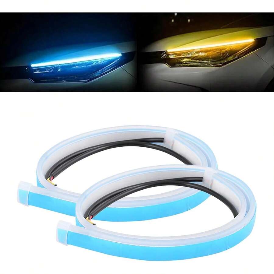 Tiras Led 2pz Flexible Automóvil Direccional Secuencial, tira led para faro - Azul - Ver 1