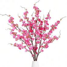 Artificial Cherry Blossom Flowers 4 Pcs Faux Cherry Blossom Stems Faux Silk Cherry Blossom Branches 41'' Fake Flowers Long Stems For Vase Arrangements Home Wedding Table Decor (Pink) KF - 玫瑰紅 - 查看 1